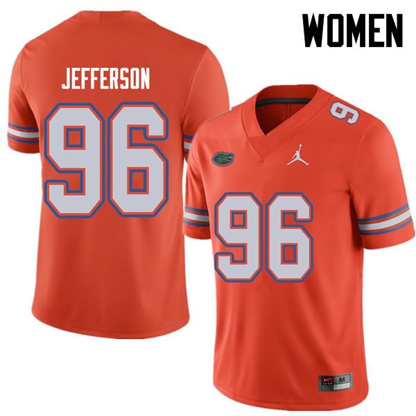 Women's NCAA Florida Gators Cece Jefferson #96 Stitched Authentic Jordan Brand Orange College Football Jersey PPN2765XU